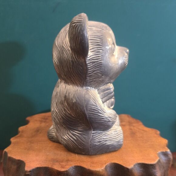 Teddy Bear Vintage Coin Bank Silverplate Seated w/Bowtie 4.75"x3"x2.5" - Picture 5 of 8